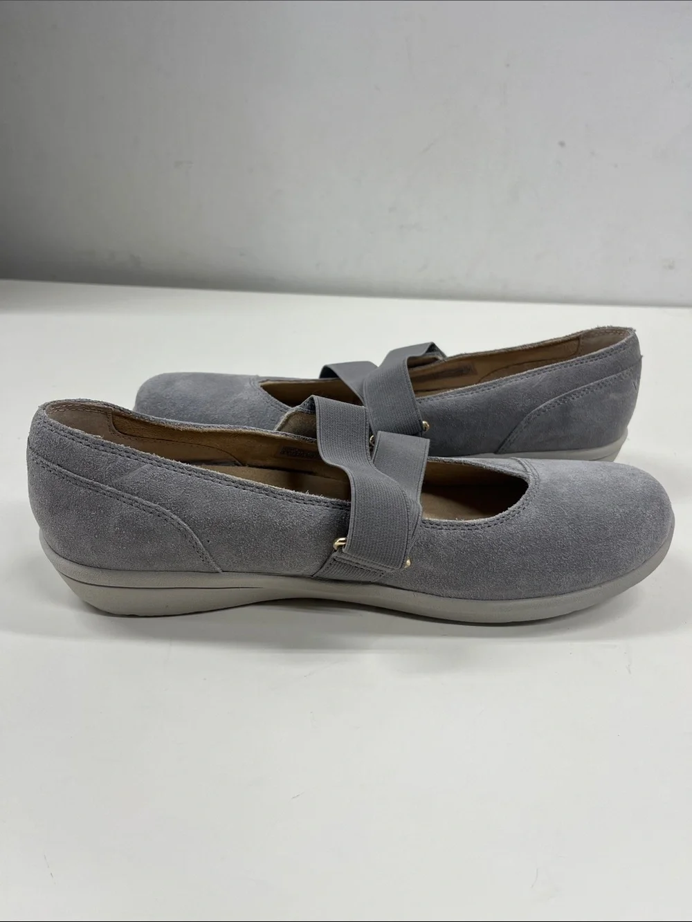 New Vionic Shelby Women's Gray Suede Mary Jane Slip-on Comfort Shoe Size 9.5
